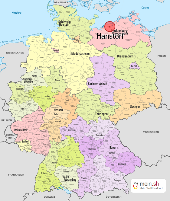 Deutschlandkarte mit Hanstorf