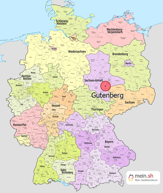 Deutschlandkarte mit Gutenberg