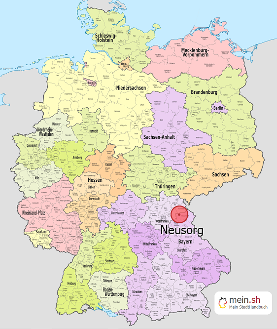 Deutschlandkarte mit Neusorg