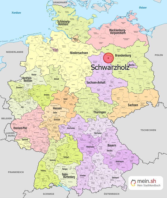 Deutschlandkarte mit Schwarzholz