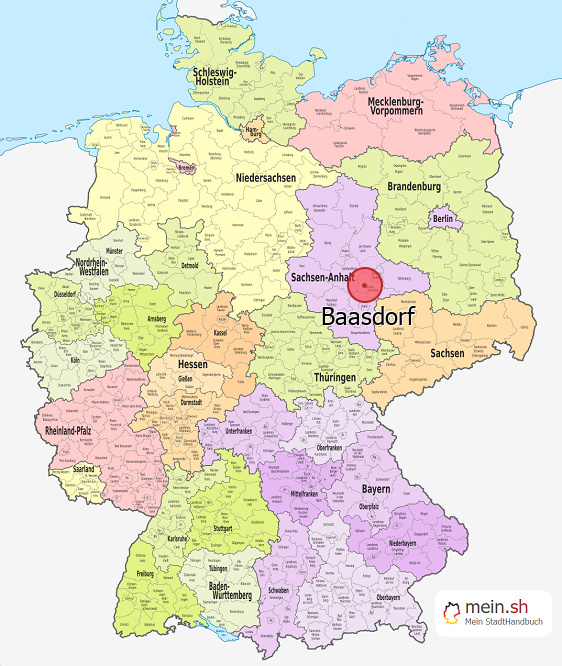 Deutschlandkarte mit Baasdorf