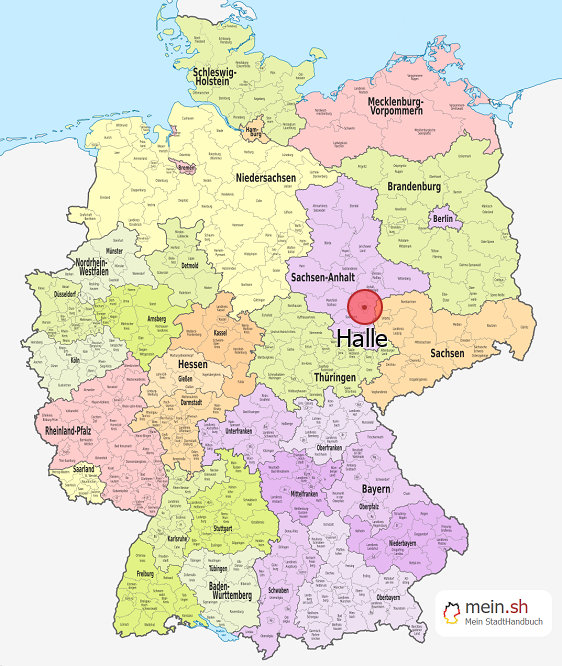 Deutschlandkarte mit Halle