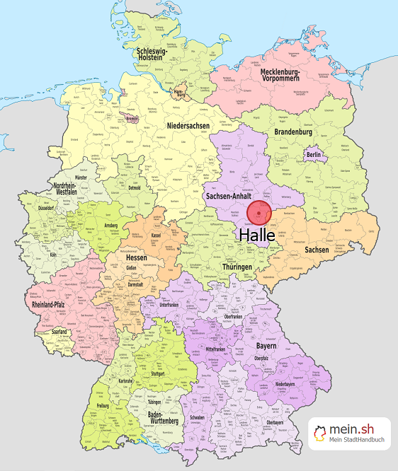 Deutschlandkarte mit Halle