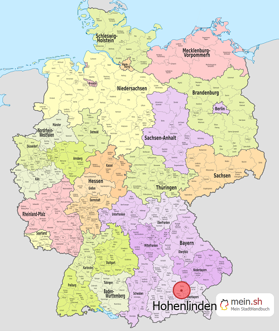 Deutschlandkarte mit Hohenlinden