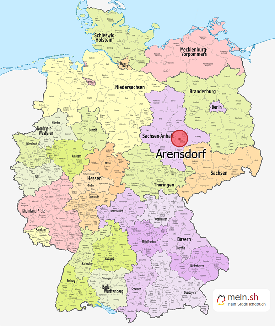 Deutschlandkarte mit Arensdorf