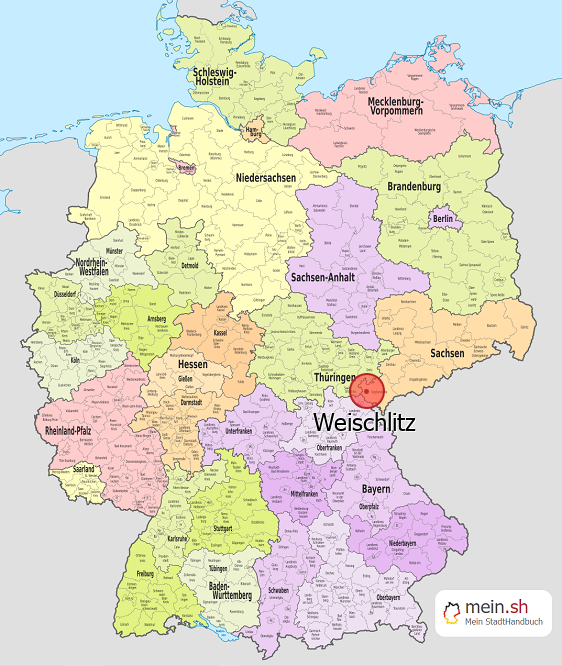 Deutschlandkarte mit Weischlitz