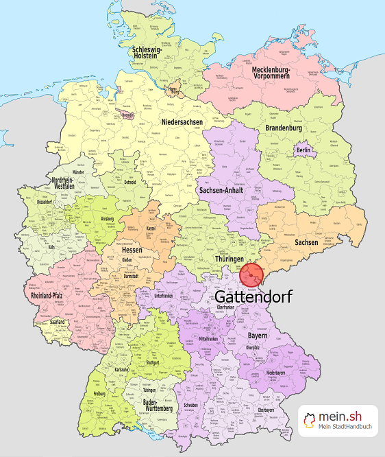 Deutschlandkarte mit Gattendorf