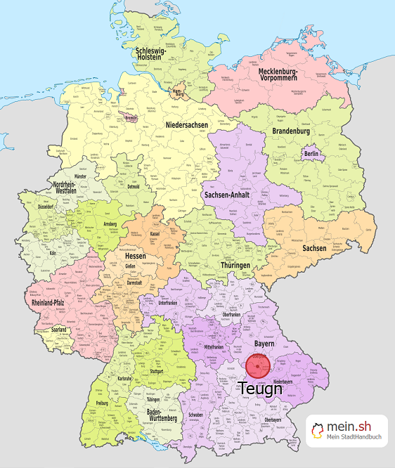 Deutschlandkarte mit Teugn