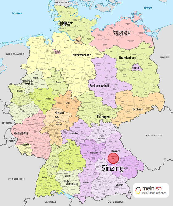 Deutschlandkarte mit Sinzing