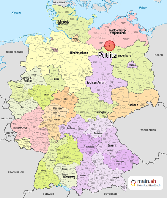 Deutschlandkarte mit Putlitz