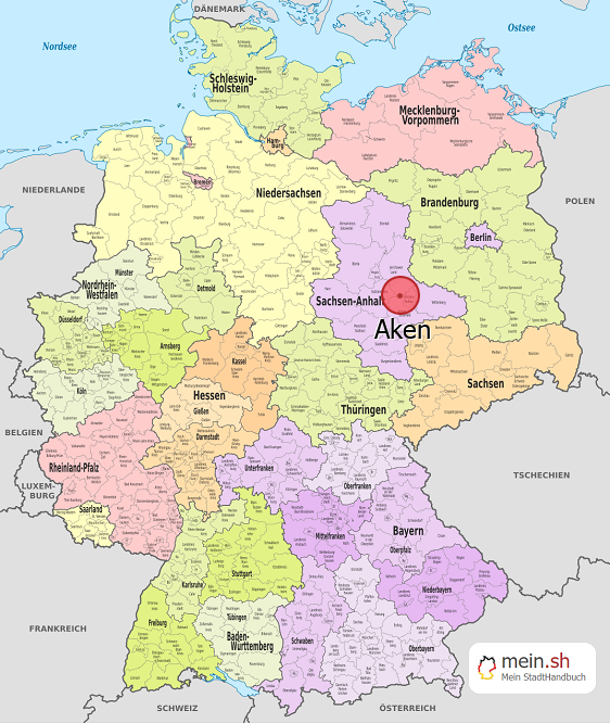Deutschlandkarte mit Aken