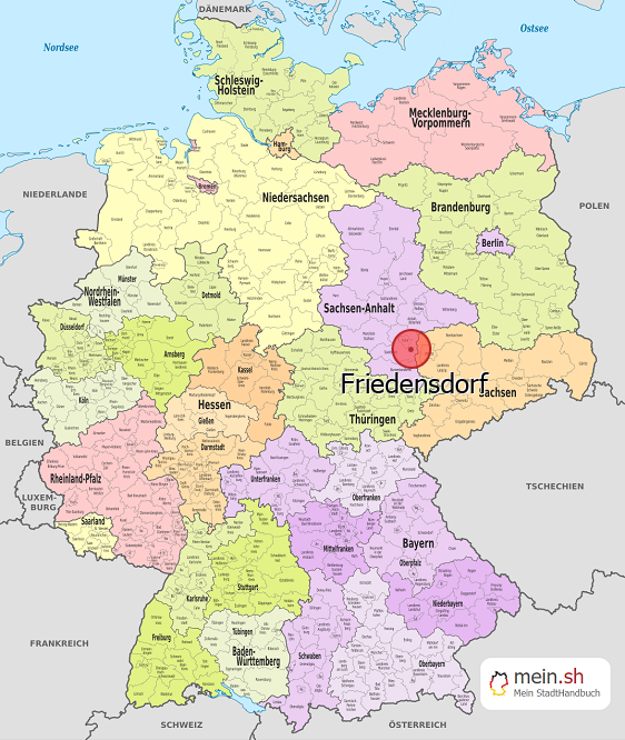 Deutschlandkarte mit Friedensdorf