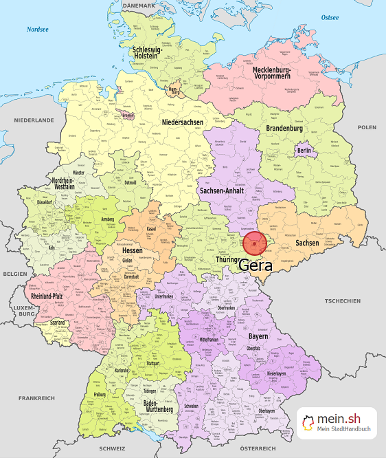 Deutschlandkarte mit Gera