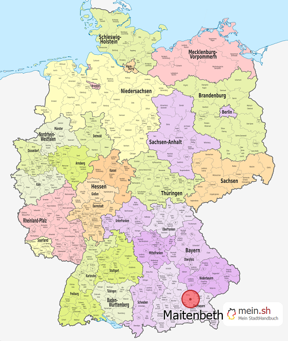 Deutschlandkarte mit Maitenbeth