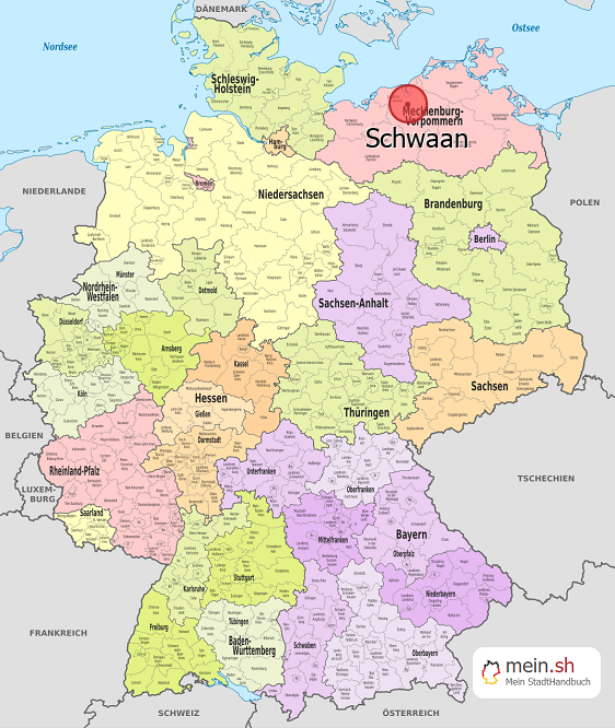 Deutschlandkarte mit Schwaan