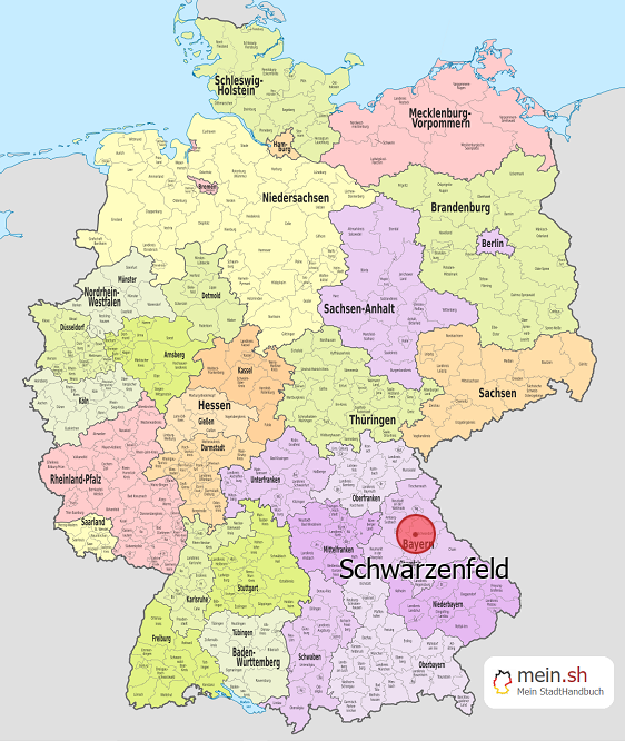 Deutschlandkarte mit Schwarzenfeld