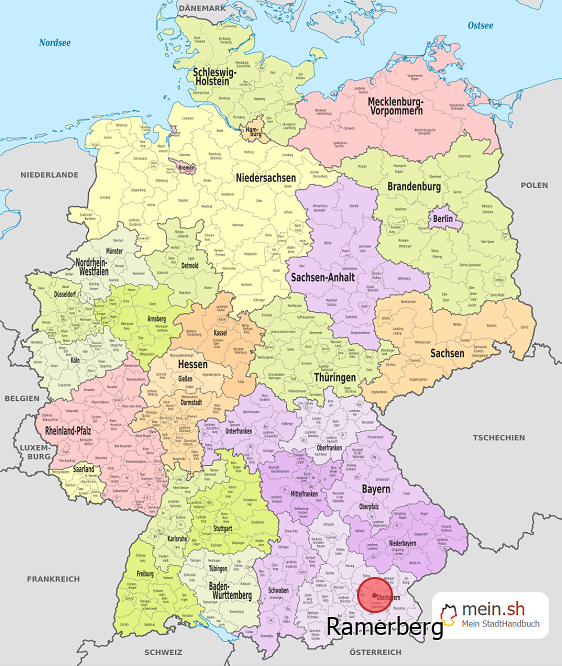 Deutschlandkarte mit Ramerberg