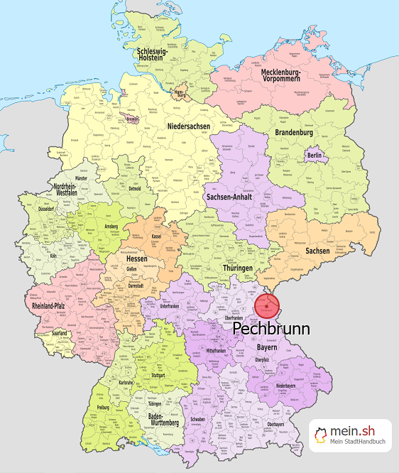 Deutschlandkarte mit Pechbrunn