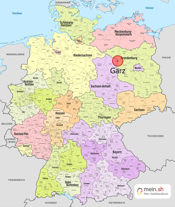 Deutschlandkarte mit Garz