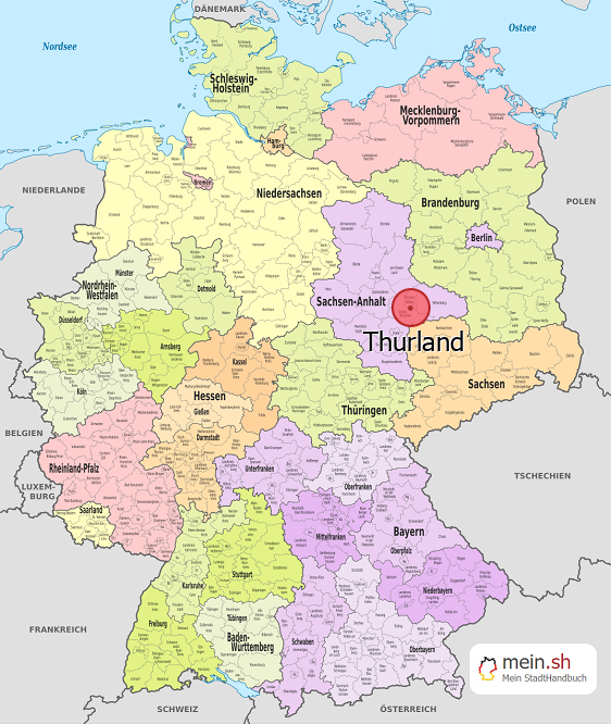 Deutschlandkarte mit Thurland