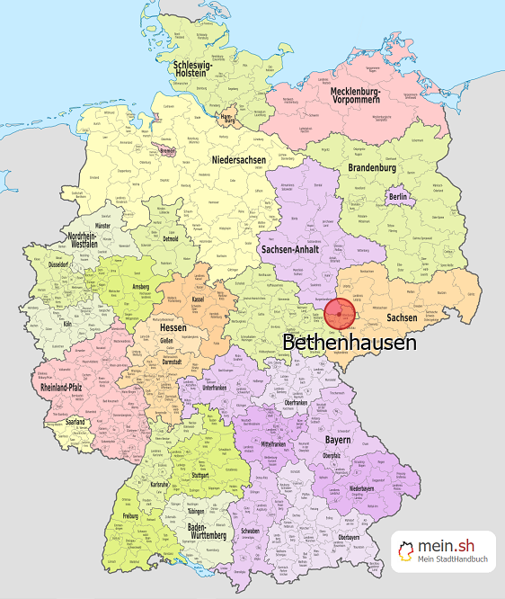 Deutschlandkarte mit Bethenhausen