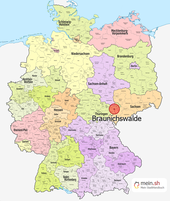 Deutschlandkarte mit Braunichswalde