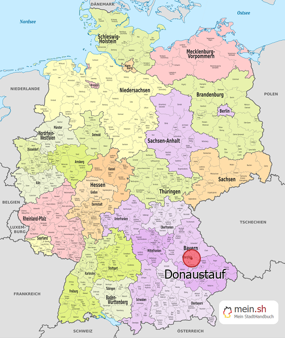 Deutschlandkarte mit Donaustauf