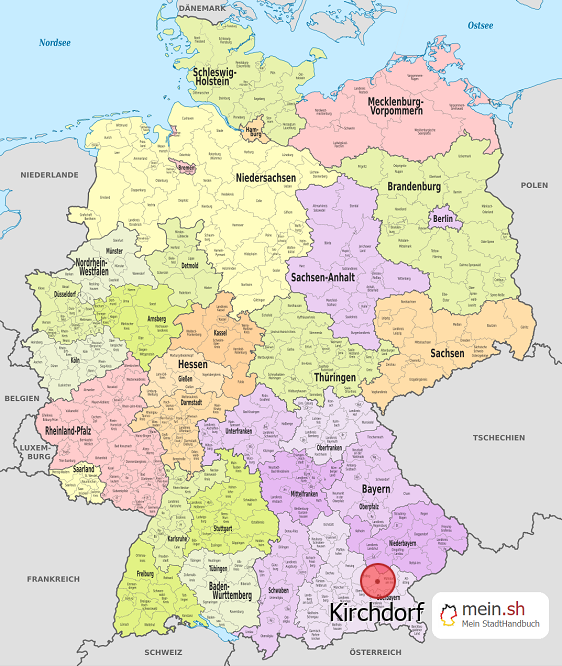 Deutschlandkarte mit Kirchdorf