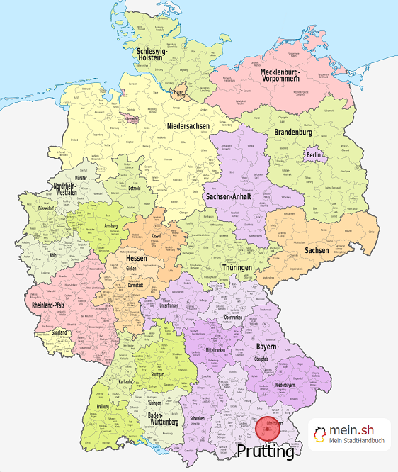 Deutschlandkarte mit Prutting