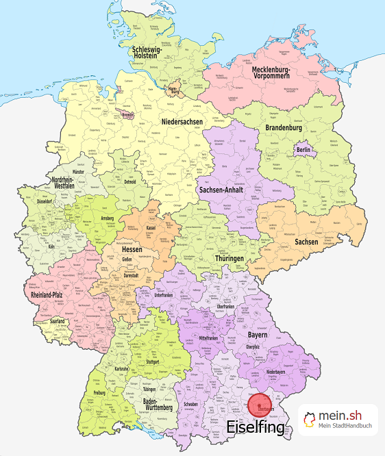 Deutschlandkarte mit Eiselfing