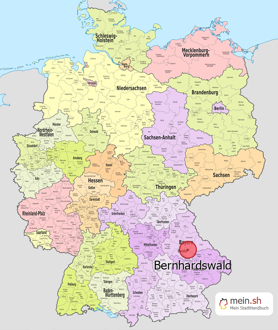 Deutschlandkarte mit Bernhardswald