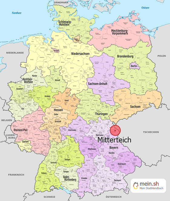 Deutschlandkarte mit Mitterteich