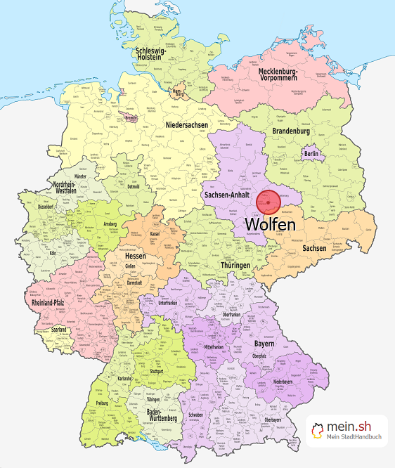 Deutschlandkarte mit Wolfen