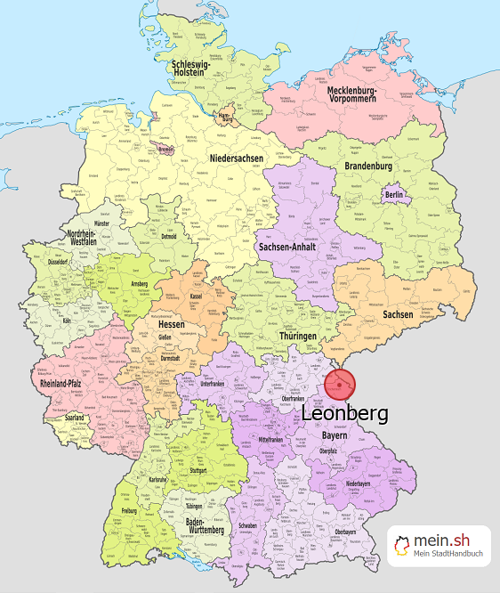 Deutschlandkarte mit Leonberg