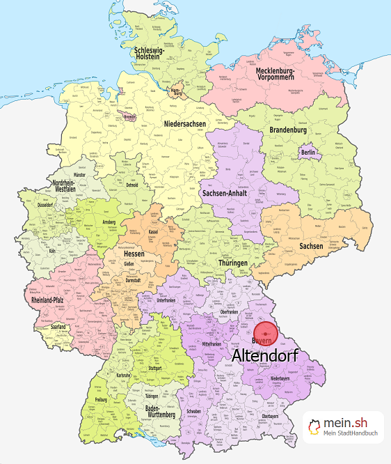 Deutschlandkarte mit Altendorf