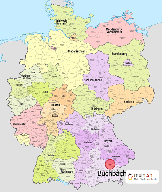 Deutschlandkarte mit Buchbach