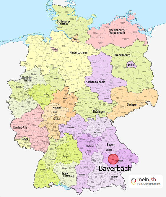 Deutschlandkarte mit Bayerbach