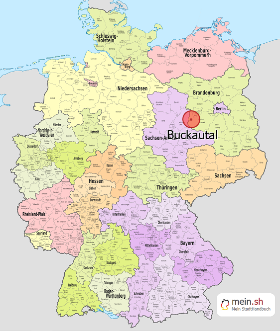 Deutschlandkarte mit Buckautal