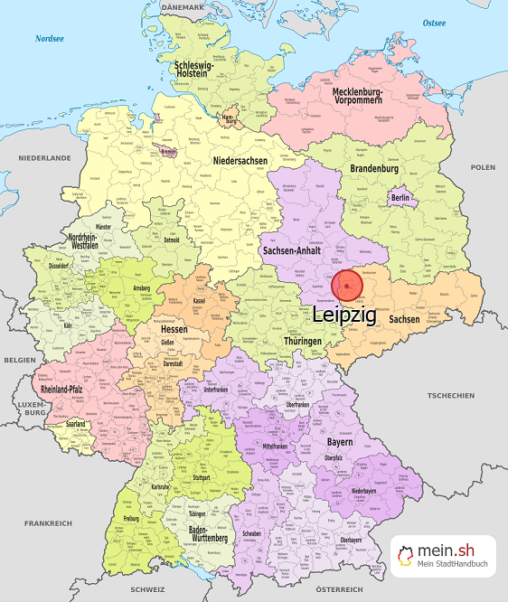 Deutschlandkarte mit Leipzig