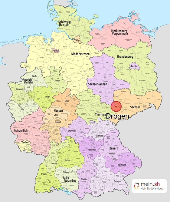 Deutschlandkarte mit Drogen