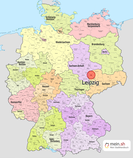 Deutschlandkarte mit Leipzig