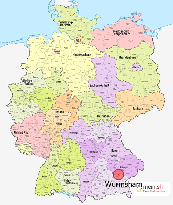 Deutschlandkarte mit Wurmsham