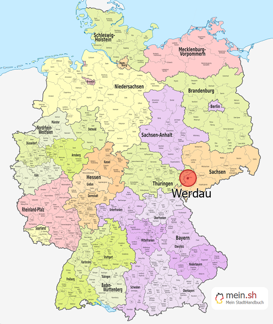 Deutschlandkarte mit Werdau