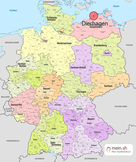 Deutschlandkarte mit Dierhagen