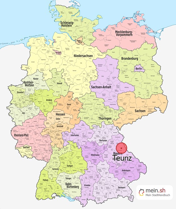 Deutschlandkarte mit Teunz