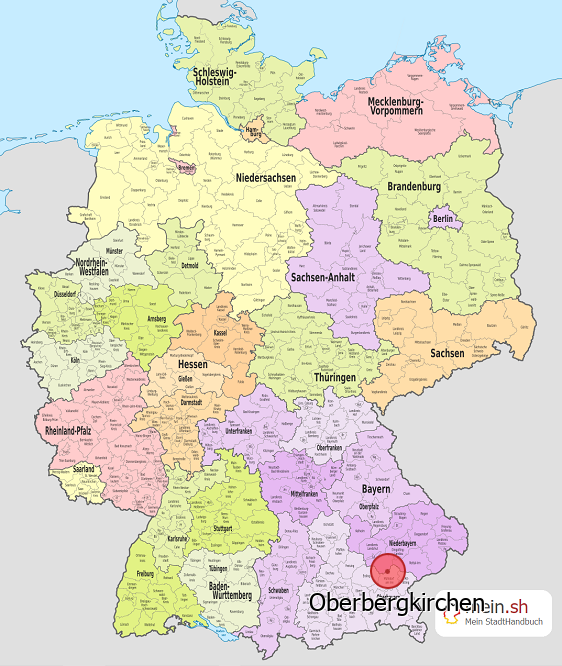 Deutschlandkarte mit Oberbergkirchen