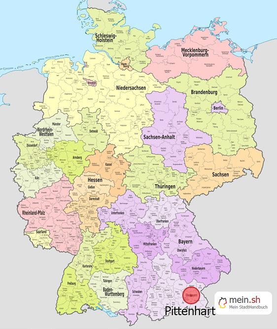 Deutschlandkarte mit Pittenhart