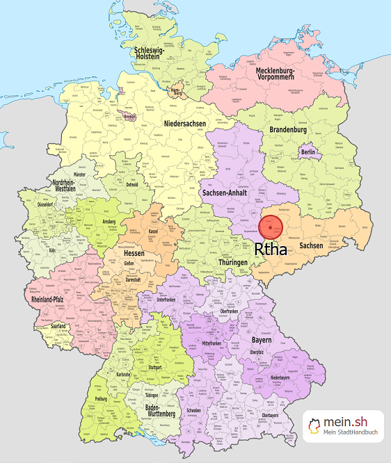 Deutschlandkarte mit Rtha