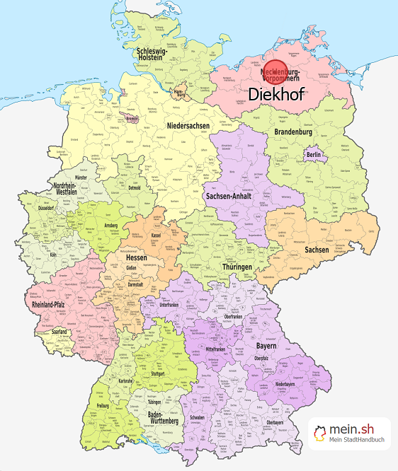 Deutschlandkarte mit Diekhof