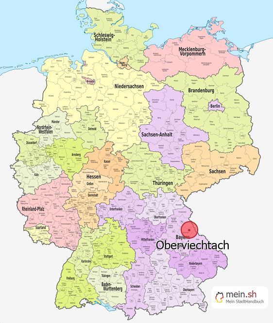 Deutschlandkarte mit Oberviechtach